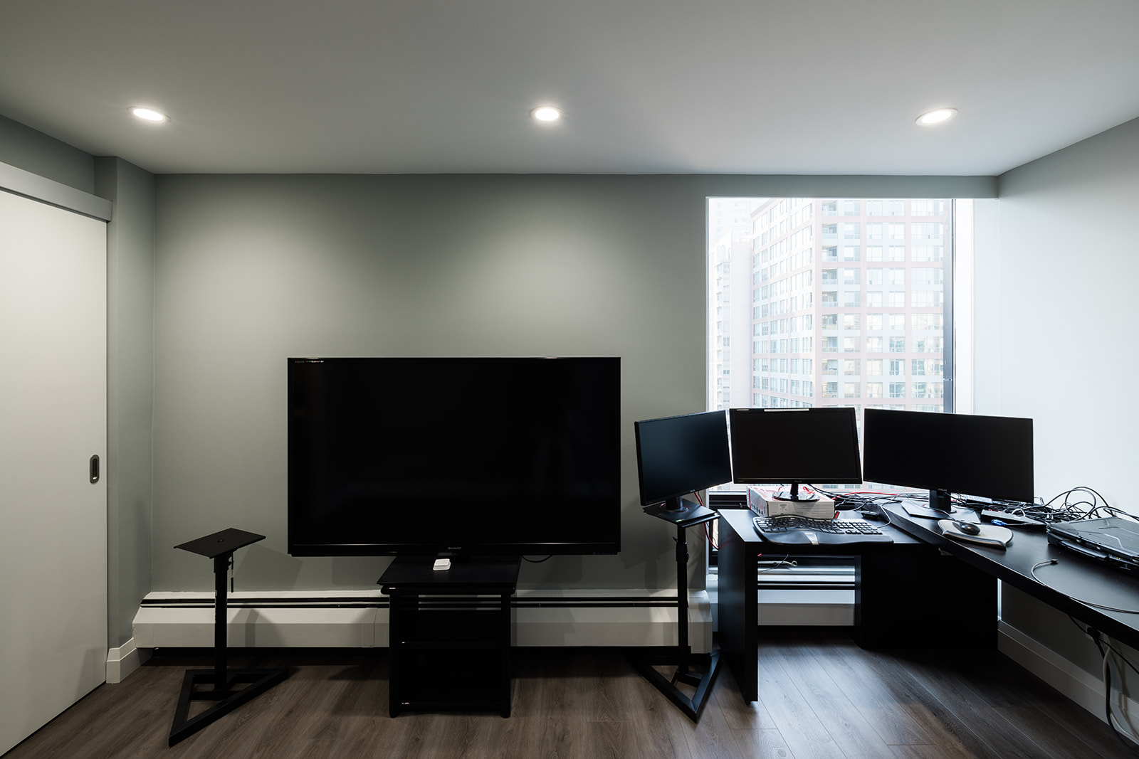 Flex room in downtown Toronto full condo renovation with recessed lighting